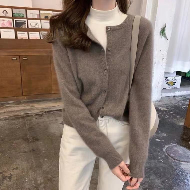 Korean solid soft glutinous short style with soft base and knitted loose and lazy style