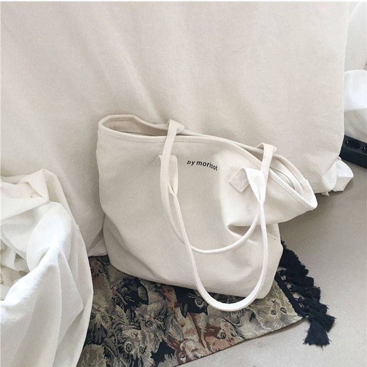 South Korea ins same large capacity canvas bag female ulzzang single shoulder bag simple handbag big bag student schoolbag