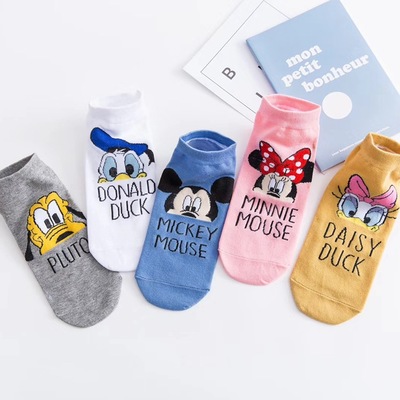 New women's shallow mouth cotton socks personality Mickey Mouse cartoon female boat socks