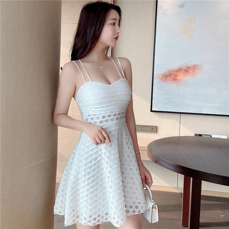 New sexy cut out lace waist strap swing dress