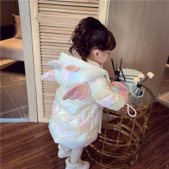Girls' middle and long cotton padded winter clothes new children's Korean version thickened warm cotton padded jacket Hooded Jacket Plush