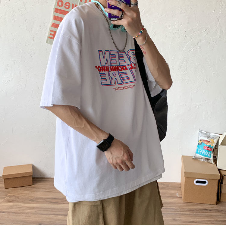 Summer new fashion short sleeve t-shirt men's Hong Kong fashion brand Korean style loose and versatile half sleeve T-shirt for men
