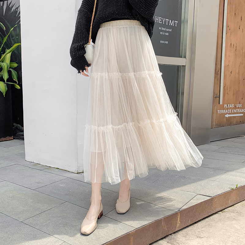 Half length skirt new mesh skirt in spring