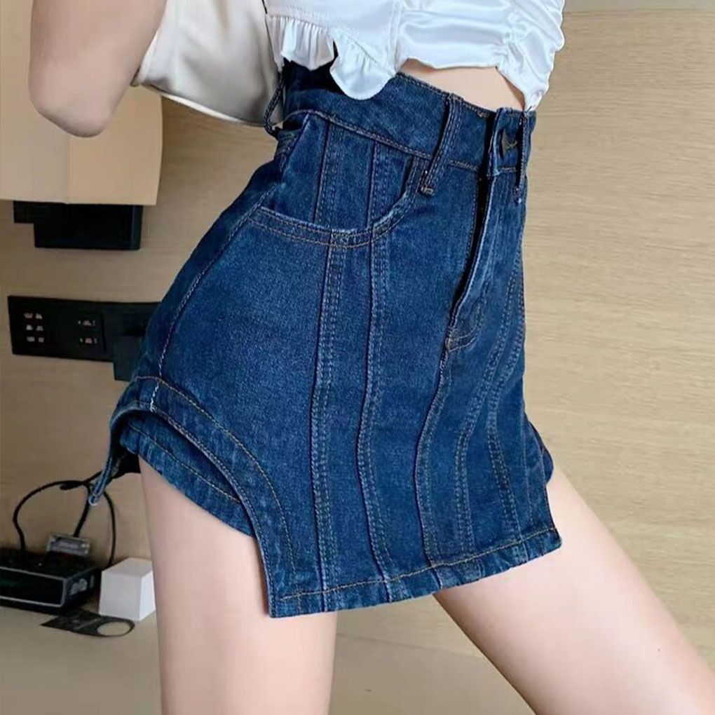 Irregular tight jeans shorts women's summer 2020 New Retro High Waist slim hot pants