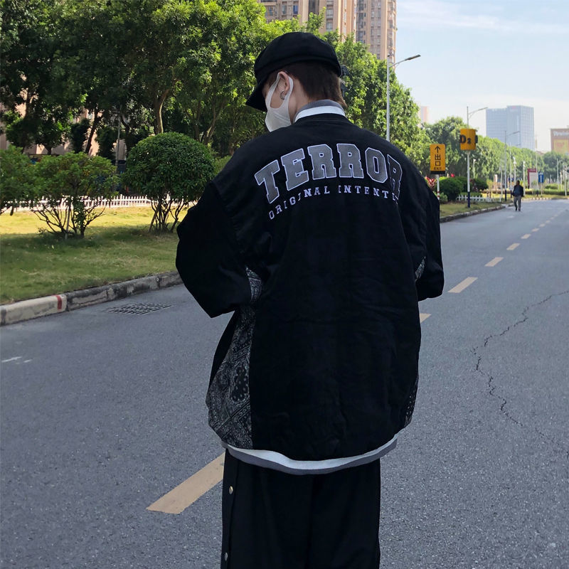 2021 spring and autumn new cashew mosaic letter baseball suit versatile loose Street hip hop jacket jacket for men