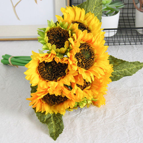 Simulation sunflower hand bouquet living room floor decoration flower picnic photo fake flower wedding photography props flower display