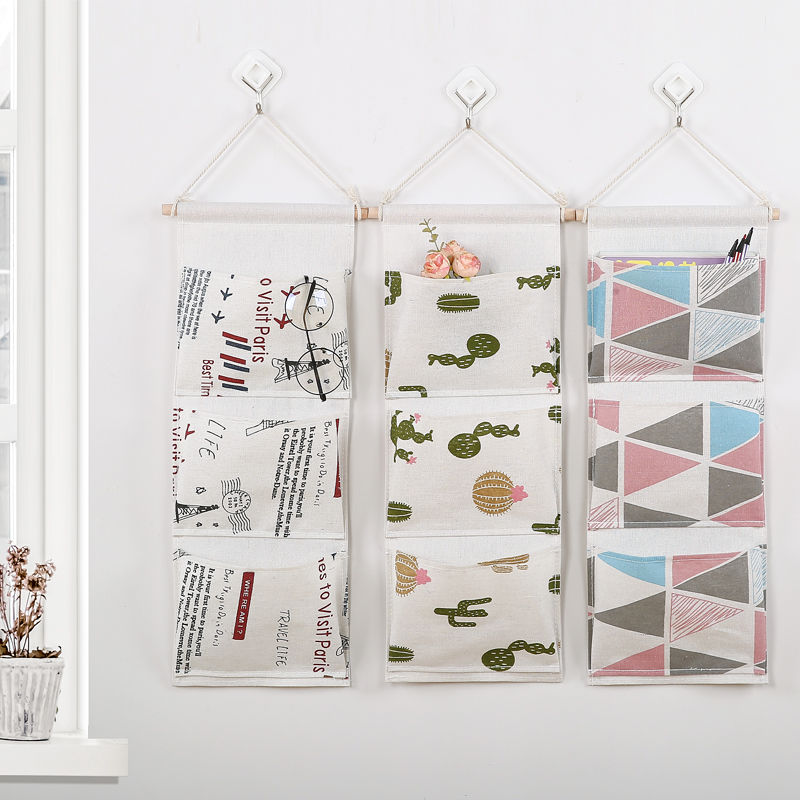 Fabric art students dormitory artifact storage bag hanging behind the door wall hanging storage bag multi layer storage and finishing of wardrobe