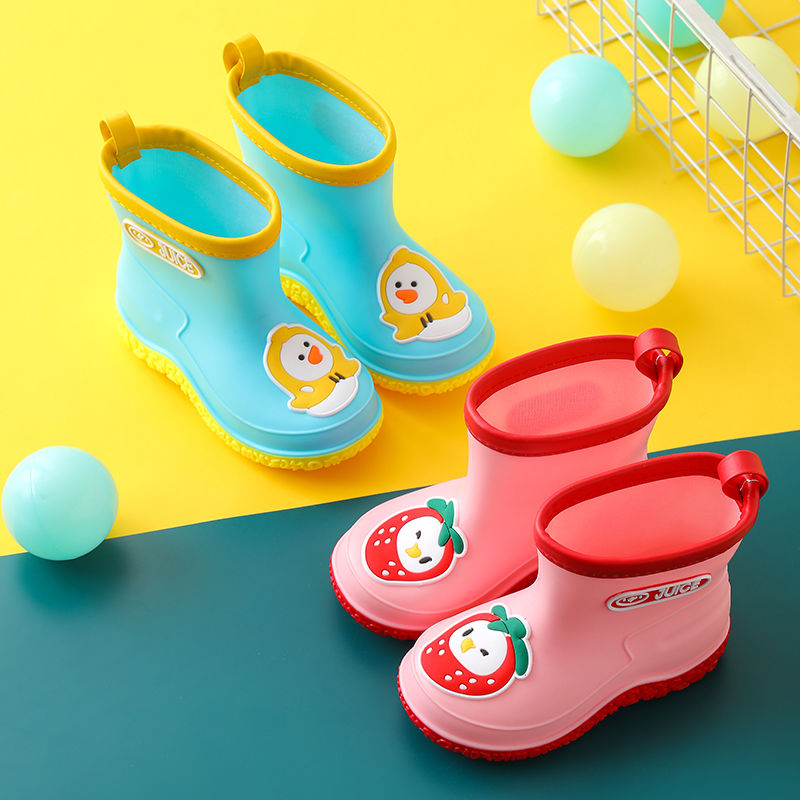 Summer children's rain boots water shoes antiskid cartoon boys and girls aged 1-3-6 children Plush children's rain shoes