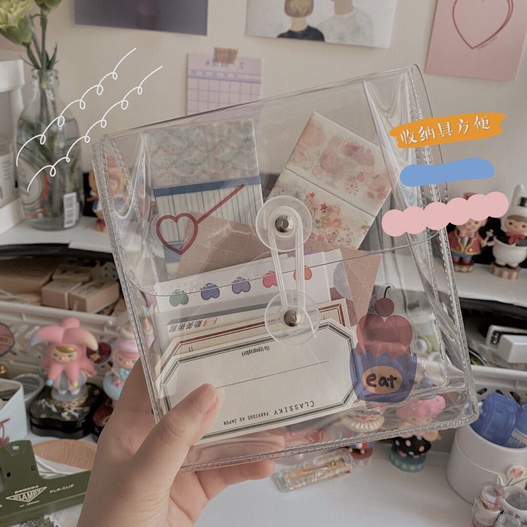 Korea ins stationery transparent winding storage bag skin care products portable storage and finishing storage bag