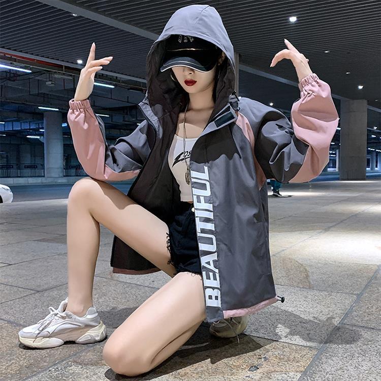 Spring and autumn new tooling coat women's windbreaker versatile loose BF jacket