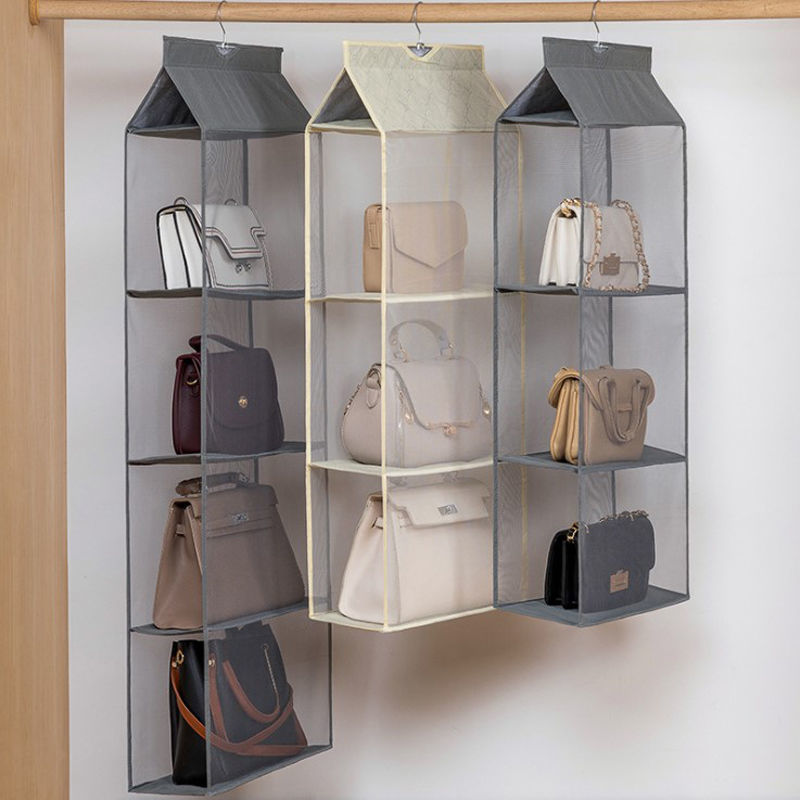 Bag storage hanging pocket household wardrobe three dimensional hanging leather bag finishing cloth dust storage rack dormitory artifact