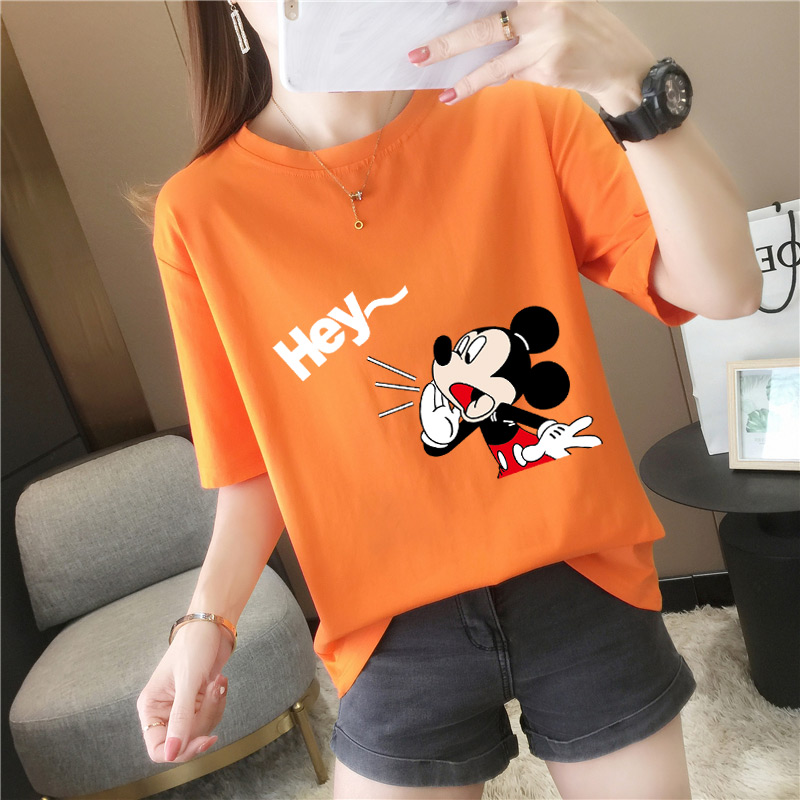 2021 new Korean minority print large loose short sleeve T-shirt for girls