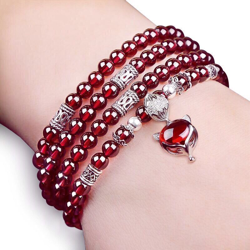 Wine Red Multi circle multi layer garnet fox transport Bracelet