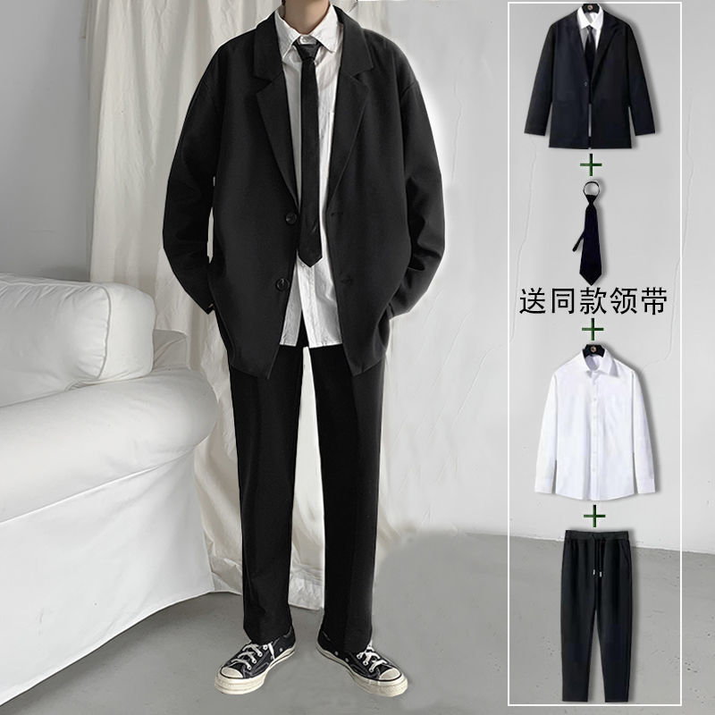 Suit suit young men's leisure dark couple coat loose lazy college boys ruffian handsome black suit