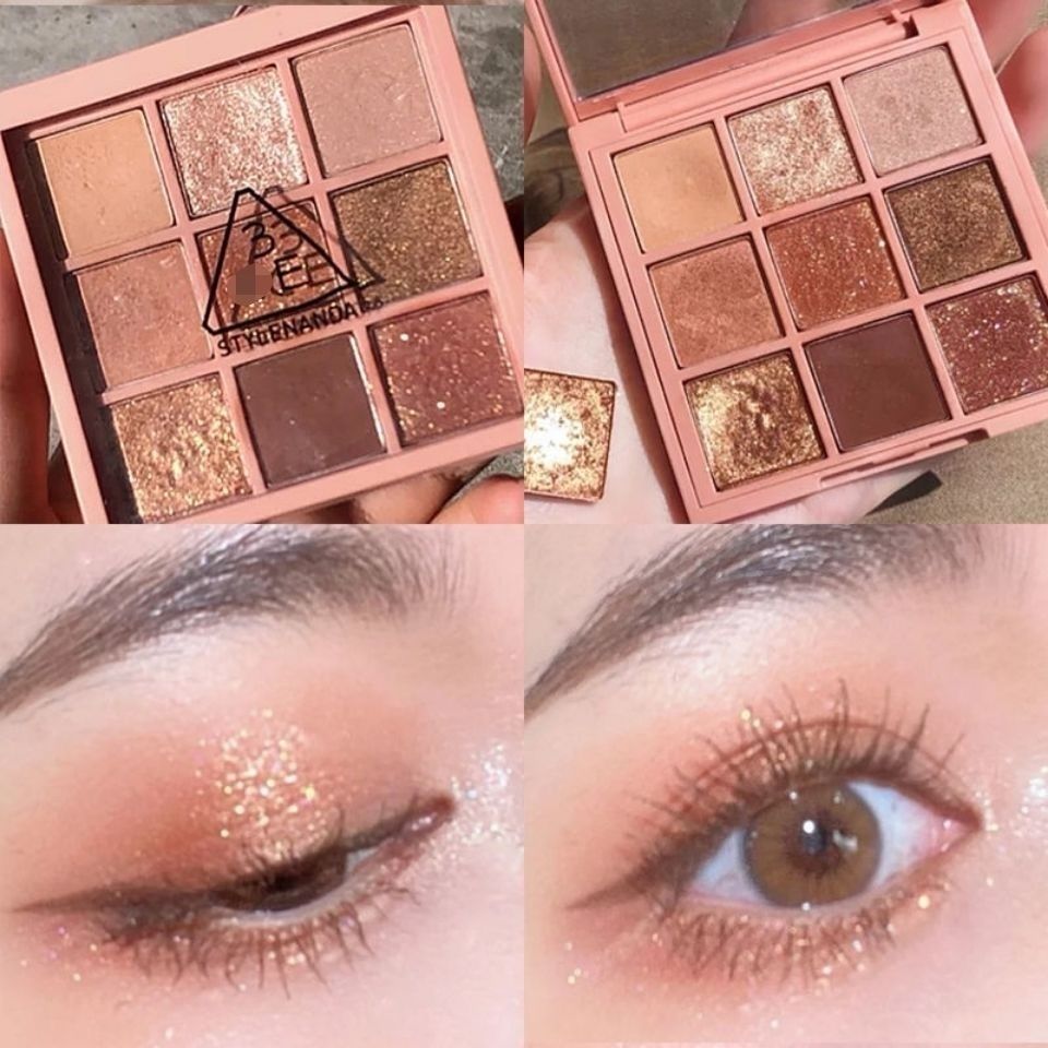 3CE grace hut, eye shadow plate, INS, student's pearlescent shiny, mute, big color pumpkin, 9 Color Eyeshadow.