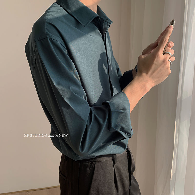 No iron shirt men's long sleeve Korean version abstinence Department vertical sense workplace casual casual versatile youth trend autumn shirt