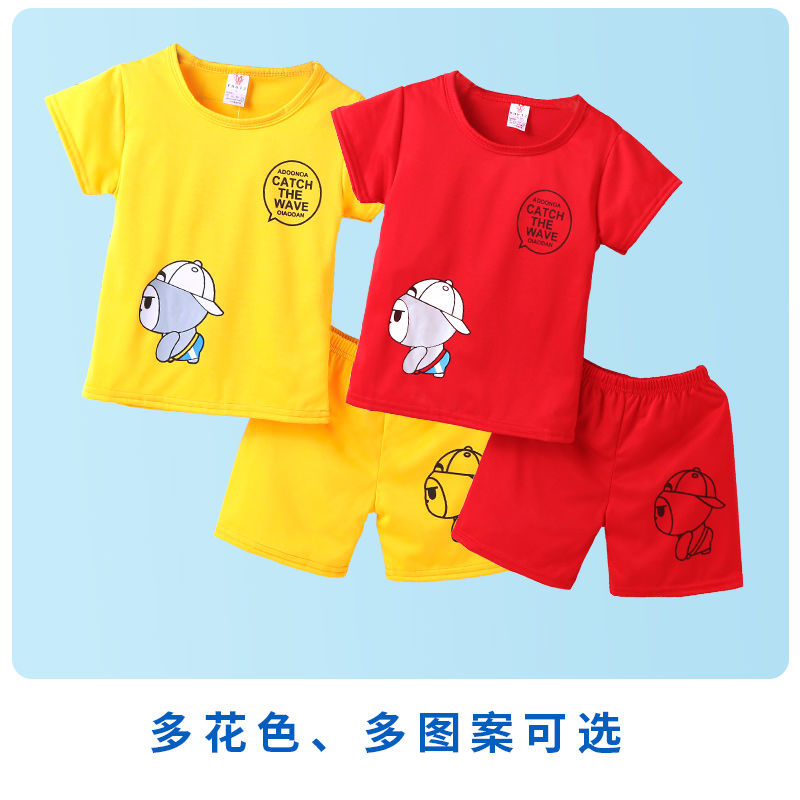 Children's clothing boys and girls cartoon summer suit new children's sports short sleeve cool Korean version