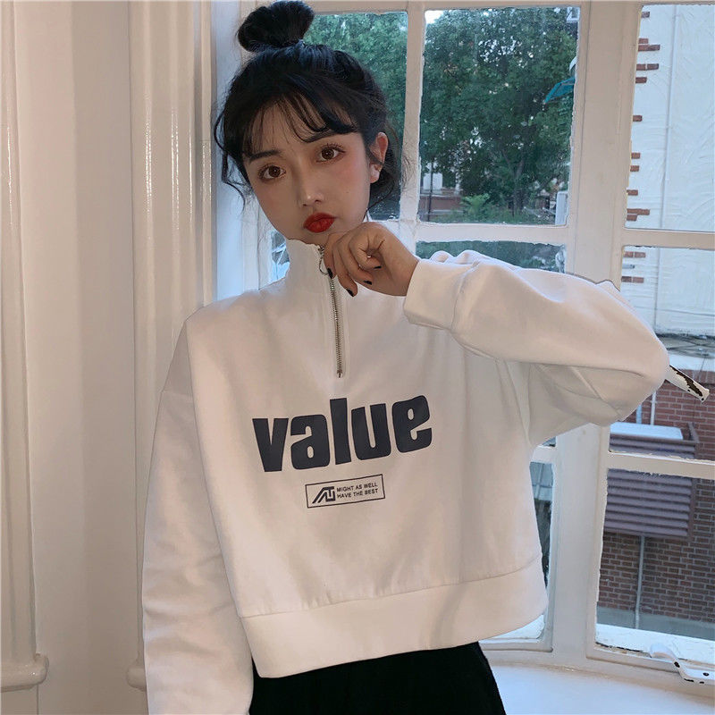 [including cotton] short zipper loose thin sweater for women