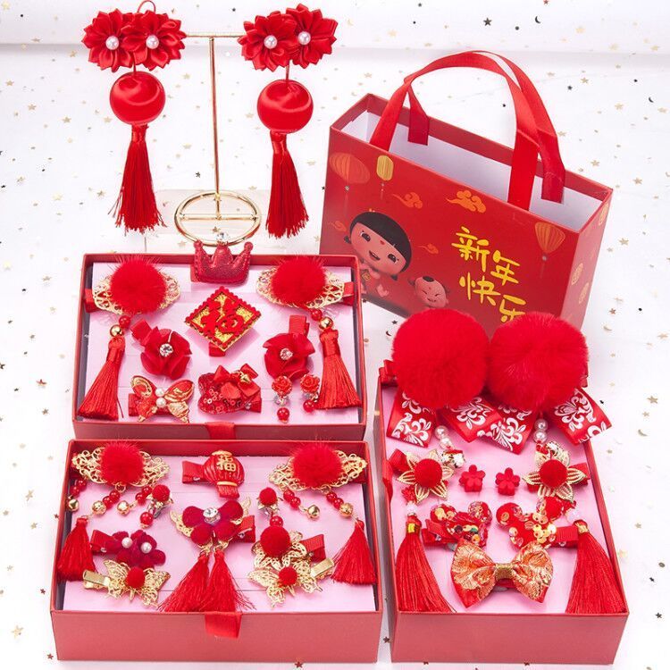 Chinese style new year children's hairpin ancient style hair ornament Tang dress girl hairpin for new year little girl tassel Hanfu headdress