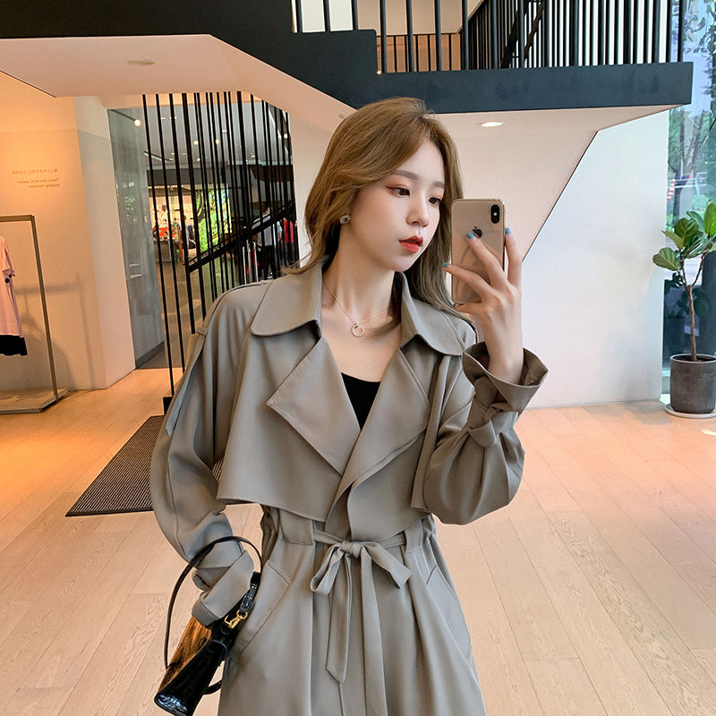 Windbreaker women's middle long 2020 new Korean small loose autumn soft coat temperament fashionable coat fashion