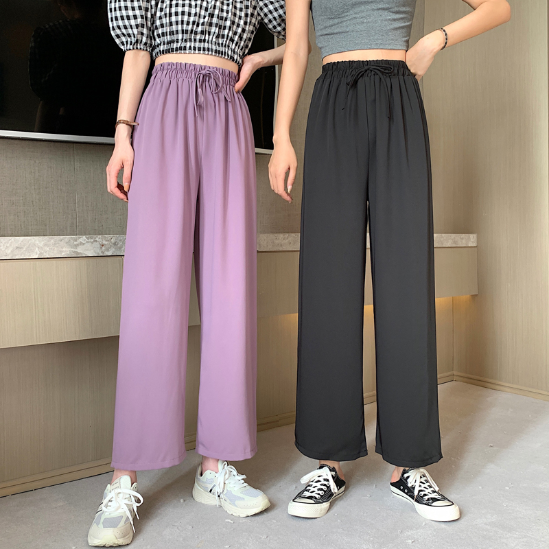 Shooting summer Korean version of versatile high waist drape feeling thin purple thin wide leg mopping casual pants women pants