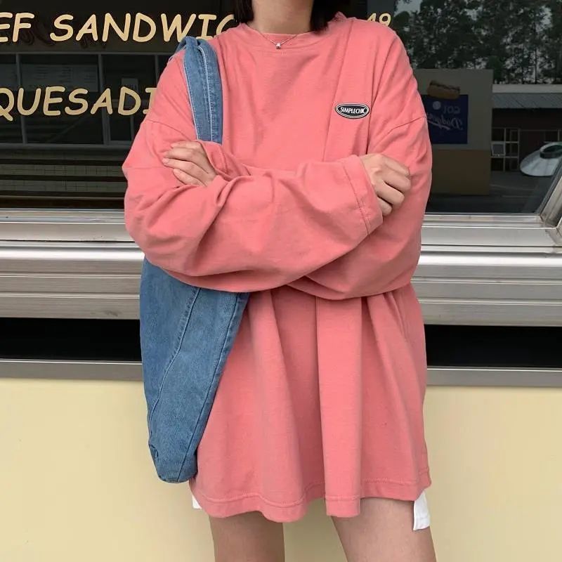 Autumn new Korean loose long sleeve t-shirt female Harajuku BF style ins top students' autumn clothing trend