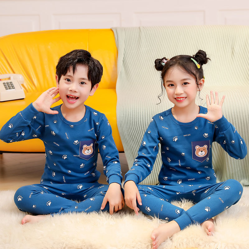 2-15 years old children's pure cotton underwear suit, autumn and winter autumn clothes, autumn trousers, boys' and girls' thin long sleeve pajamas