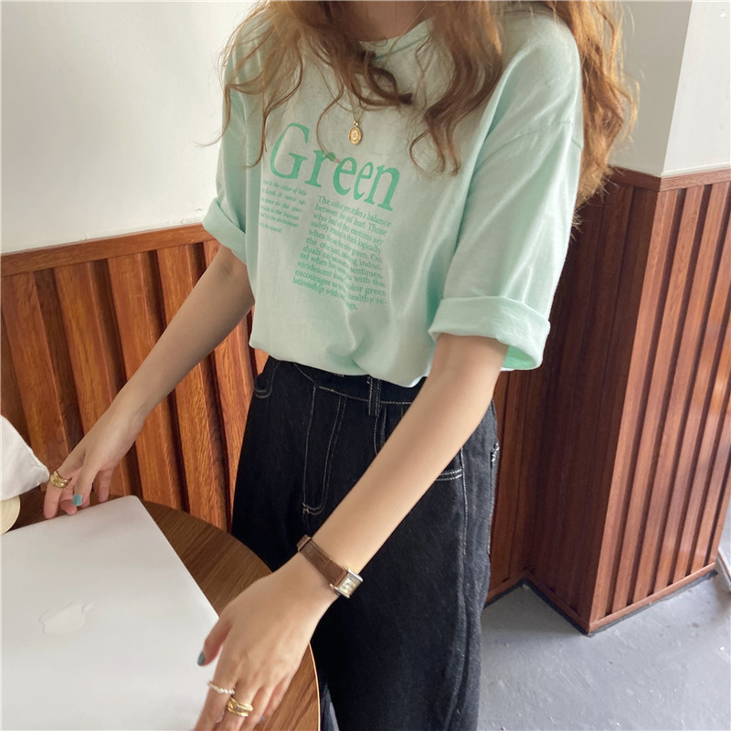 Real shot real price Han Fan ins letter printed T-shirt