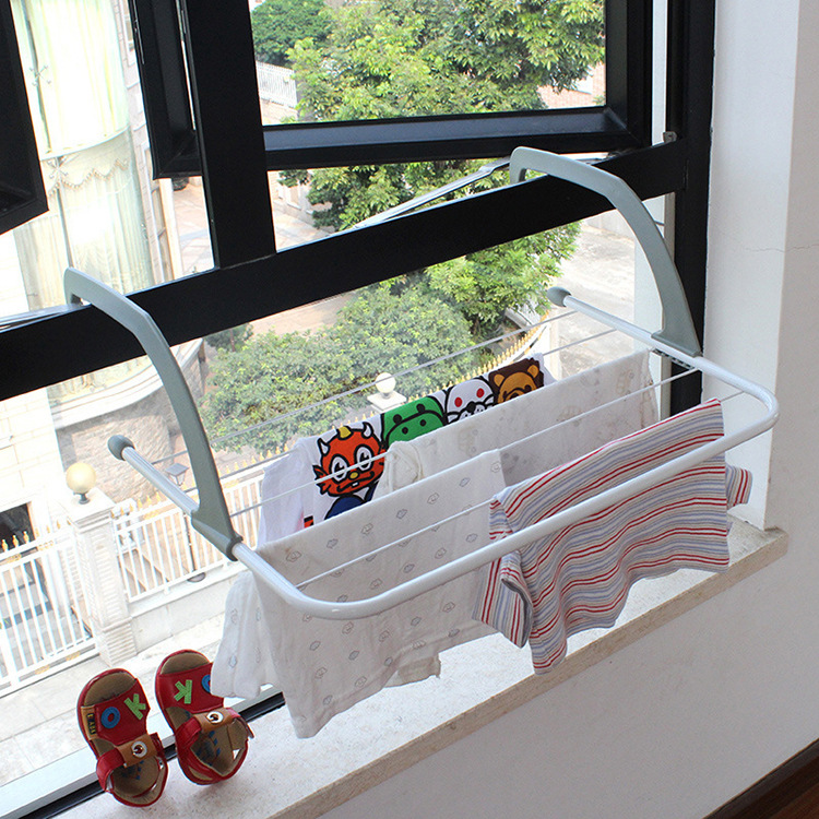 Folding multifunctional clothes rack balcony outside the window indoor guardrail small drying rack radiator towel rack shoe rack
