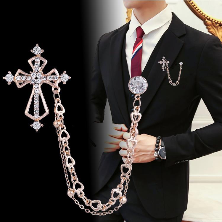 Korean men's Brooch men's suit Brooch high grade British style Brooch simple accessories atmospheric suit collar pin buckle