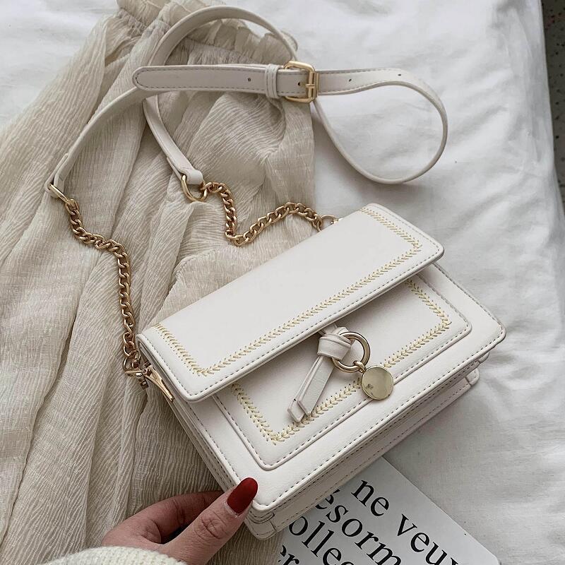 Net red bag texture women's bag popular bag advanced chain messenger bag women's versatile square bag