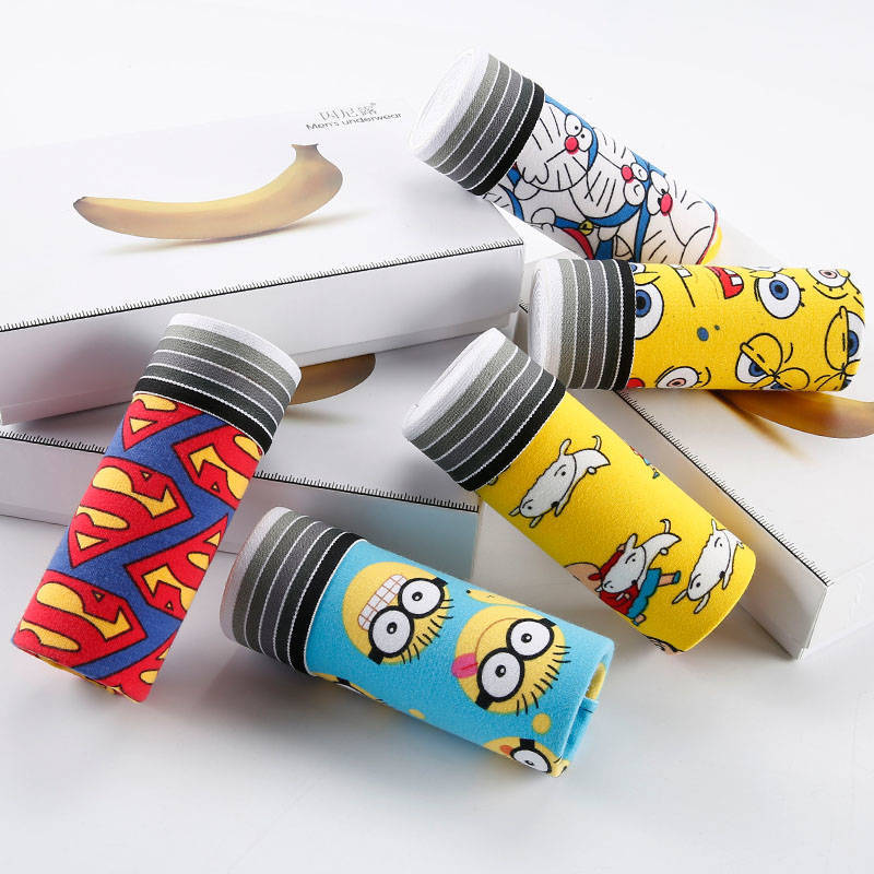 3 / 4 / 5 Pack men's underwear cartoon children's boxers boy student shorts boy big boy cute shorts
