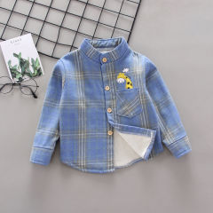 Children's Plush shirt Cotton autumn and winter children's warm shirt baby Plaid bottom coat children's coat Korean version