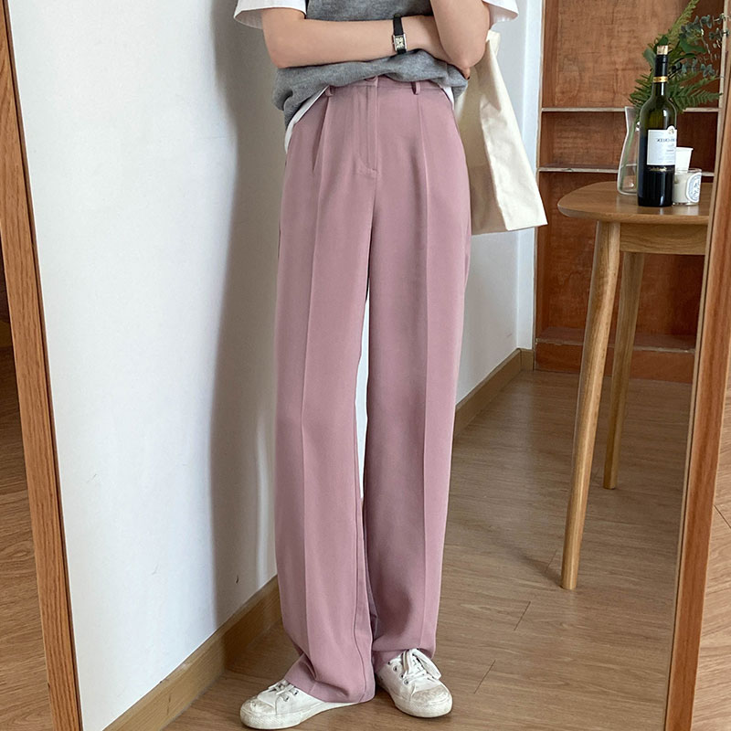 Real shooting suit pants straight tube loose early spring mop pants versatile show thin and drooping