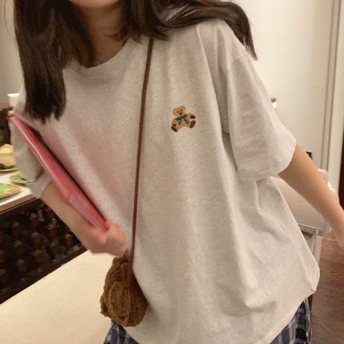 Printed Hong Kong Style American bear short sleeve T-shirt for women