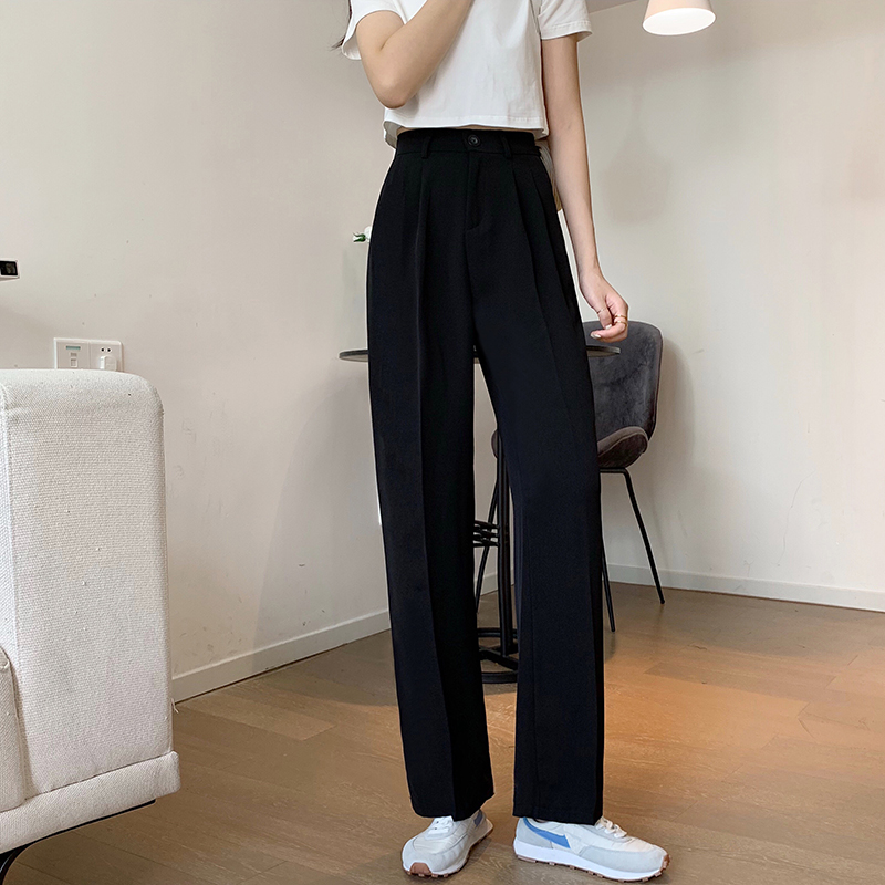 Real price 2020 suit pants high waist shows thin and elastic waist, straight pants women's trousers in summer thin