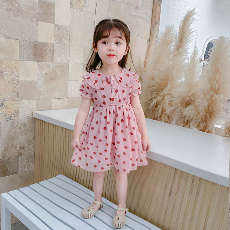 Girls' summer skirt baby foreign style dress summer Korean Chiffon children's short sleeve skirt Princess summer dress new