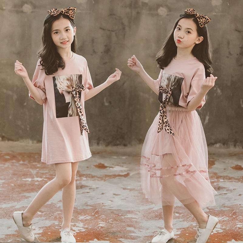 Girls' summer dress 12-year-old children's skirt 13 foreign style 15 primary school girls' knee length skirt super Fairy