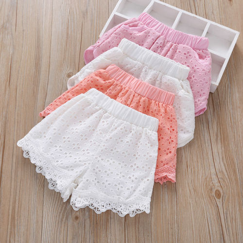 Girls' shorts summer wear thin new children's wear hot pants pure cotton side pants middle school children's summer pants