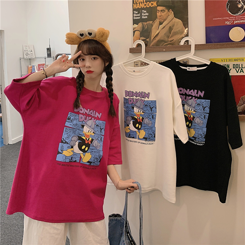 2021 Mickey cartoon print short sleeve T-shirt women's loose size