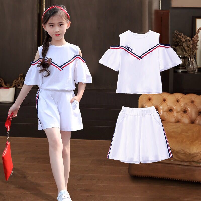 Girls' suit autumn 2020 new Zhongda children's Korean sports children's wear 2-piece summer fashion clothes 3-16 years old