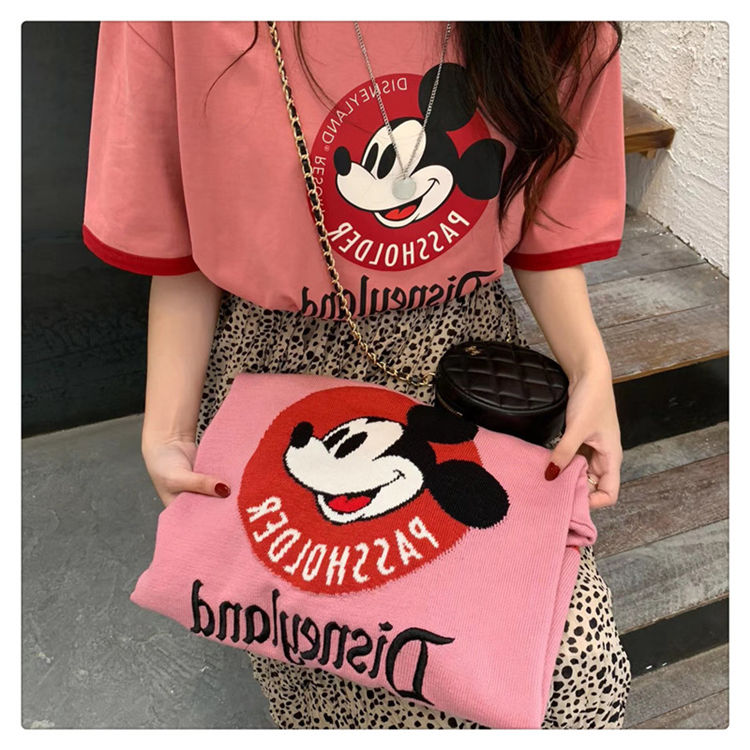 Cotton contrast cute cartoon Mickey versatile t-shirt female loose short sleeve New Summer Student Korean top