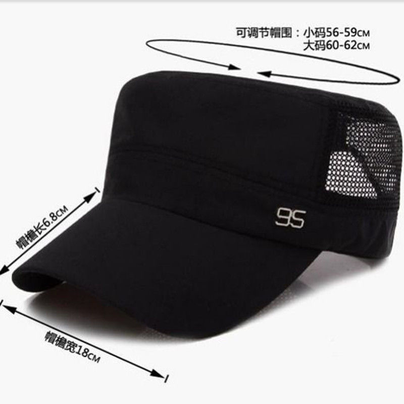 Hat men's summer flat top hat leisure outdoor fishing hat sunscreen hat breathable mesh middle aged cap