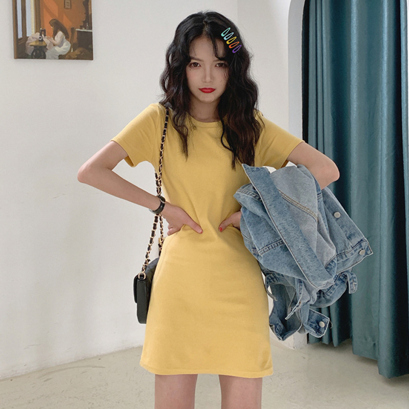 [official photo] W39 ᦇ medium length dress women's 2021 summer Korean new student foreign trade fashion dress
