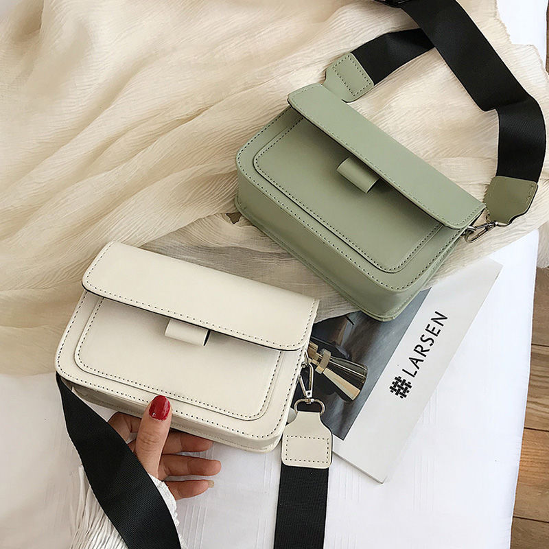 Shangxin small bag women's spring new fashion ins versatile wide shoulder strap small square bag retro Single Shoulder Messenger Bag