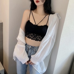 Real price real shot lace neck strap vest women's sexy short top bra spring