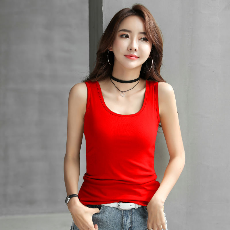 Suspender vest female summer student casual women's small vest sleeveless slim bottomed shirt large casual top female