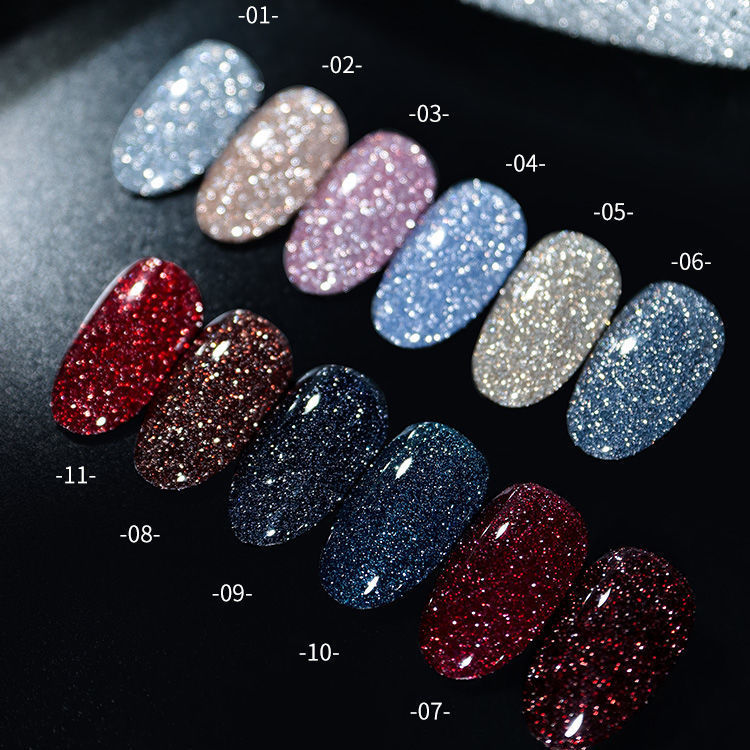 Net red flash broken drill glue 2021 new nail crystal diamond tiaodi powder nail polish glue flash Sequin nail phototherapy glue