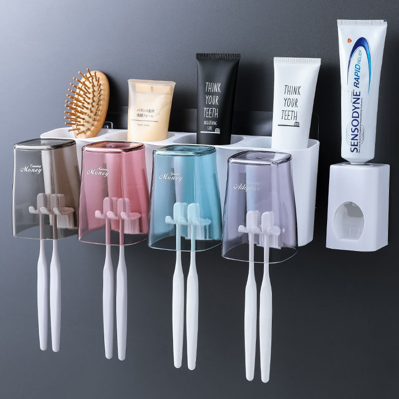 Toothbrush holder set toothbrush cup mouthwash cup squeezing toothpaste artifact toothbrush cup washing household shelf