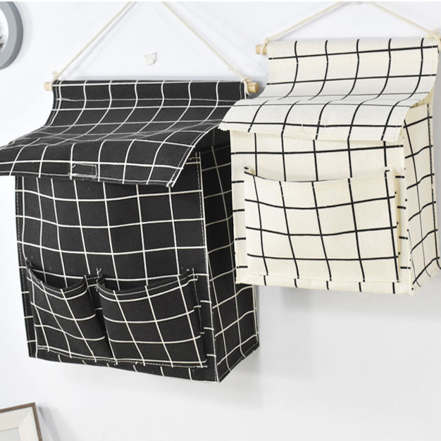 Wall storage bag storage bag hanging bag bedroom bedside wall hanging fabric large capacity large sundry bag hanging bag door